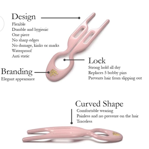 Fiona Franchimon No 1 Hairpin Seashell Pink - New w/ White Satin Drawstring Bag - Picture 5 of 9